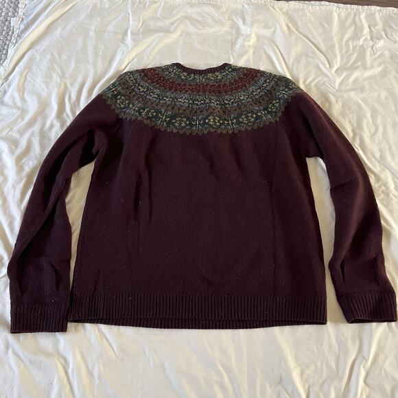 Vintage Polo Hand Knit Cashmere Wool Blend Maroon Fair Isle Sweater Men's XL - Picture 4 of 9
